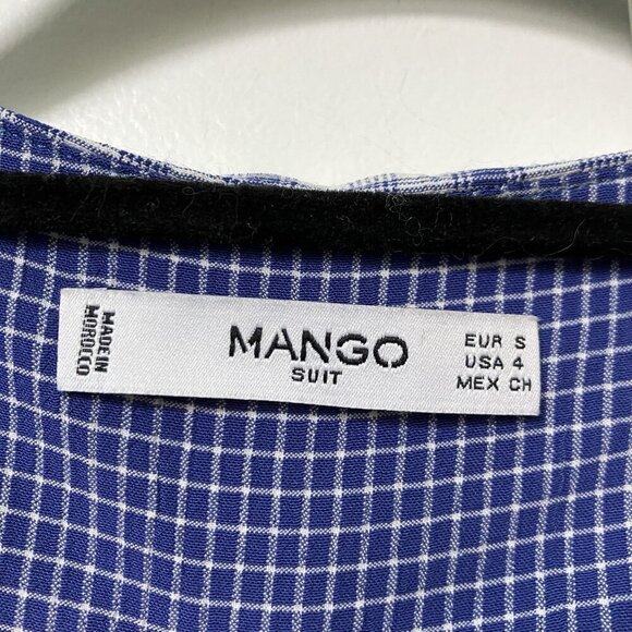 Mango Blouse Womens 4 Combined Checkered Asymmetrical Suit Top Plaid Patchwork - Picture 4 of 6